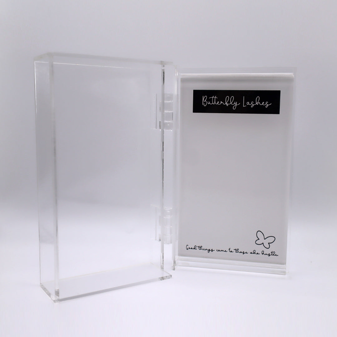 open clear case with white tile inside