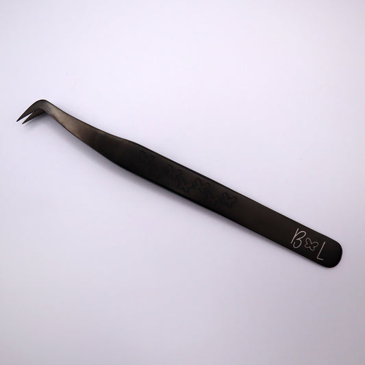 black fiber tip tweezer boot shaped